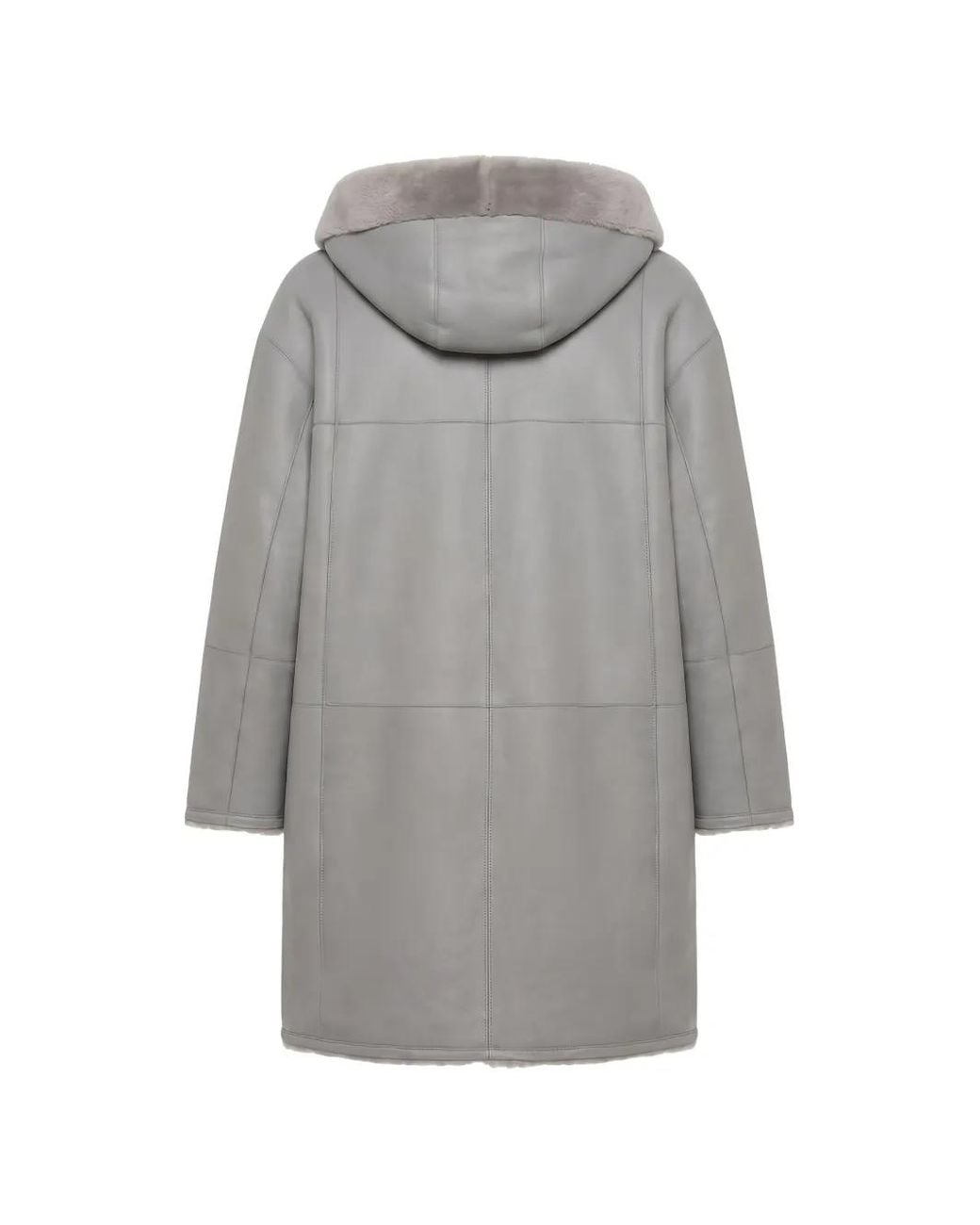 Peserico Gray Reversible Hooded Coat