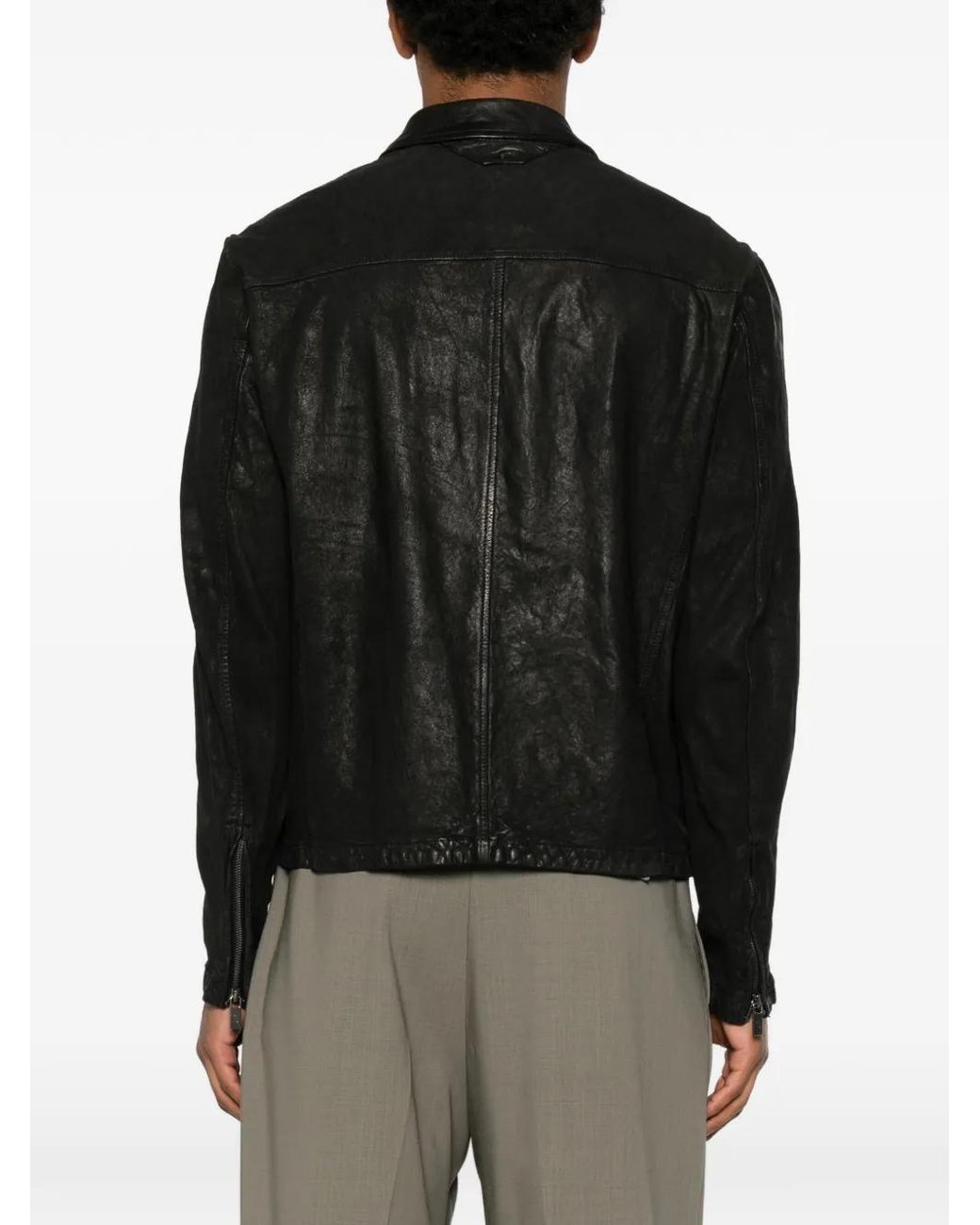 Salvatore Santoro Black Veste Zippée À Effet Froissé for men