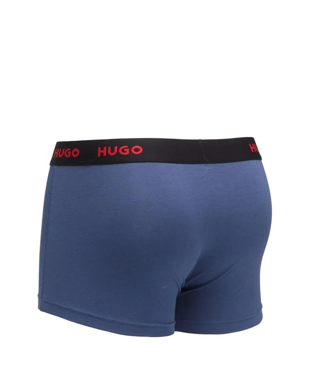 HUGO Blue Three-Pack Of Stretch-Cotton Trunks With Logo Waistband for men