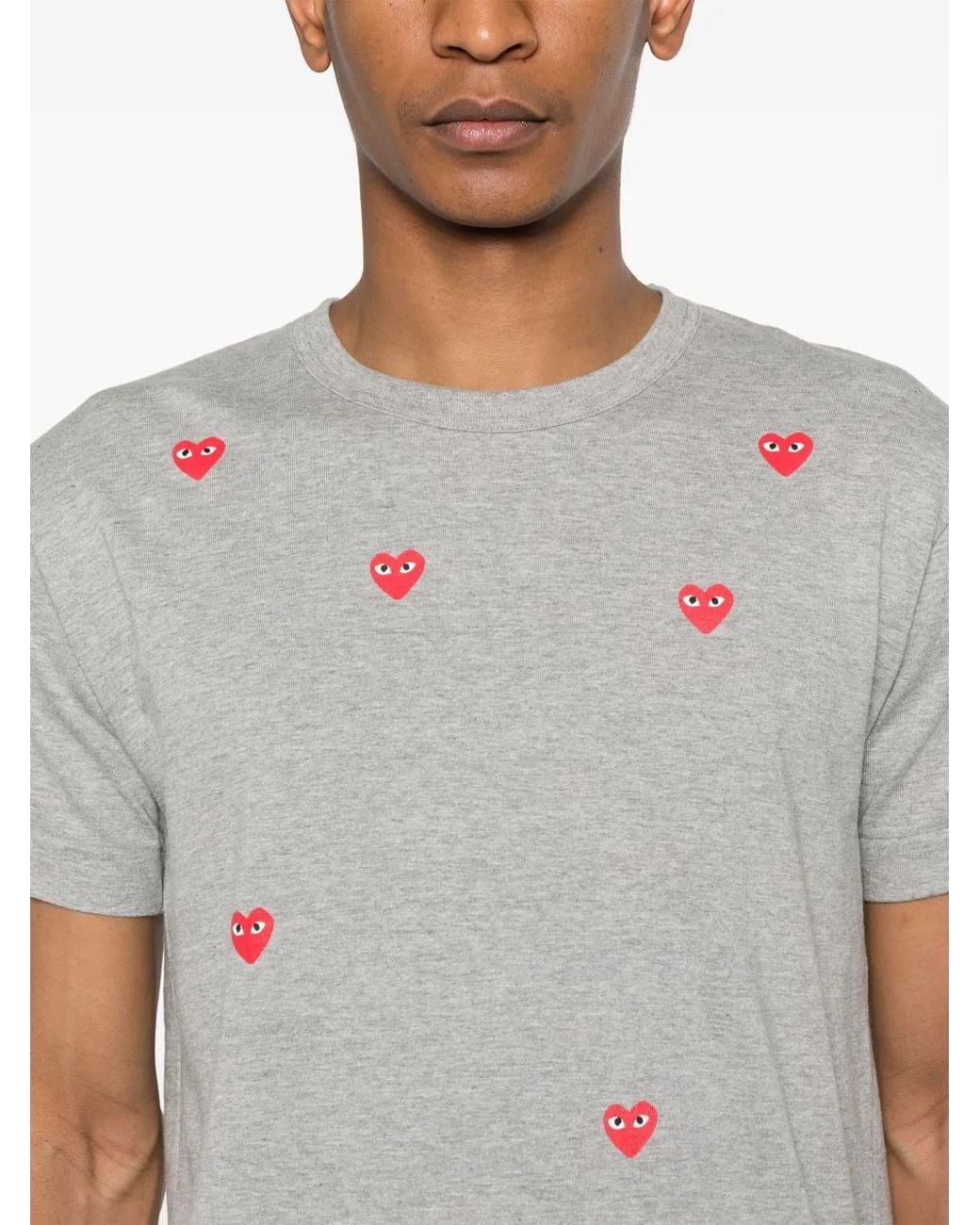 COMME DES GARÇONS PLAY Gray Heart-Print T-Shirt