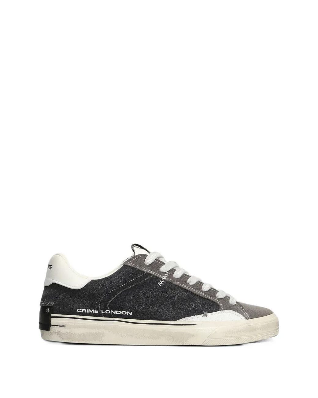 Crime London White Deconstructed Distressed-Effect Panelled Sneakers for men