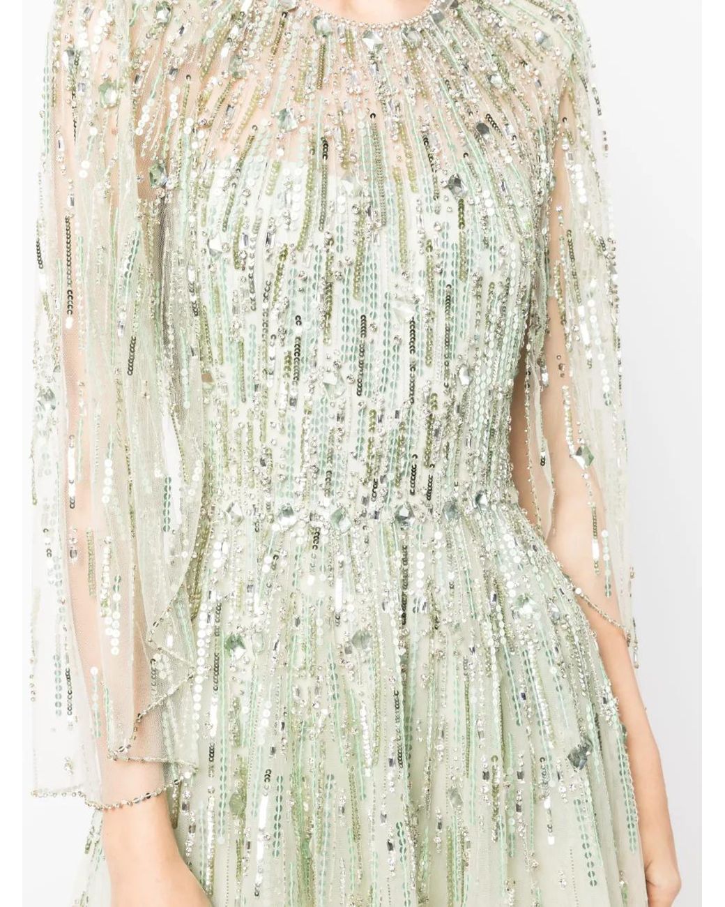 Jenny Packham White Dolores Sequin-Embellished Gown