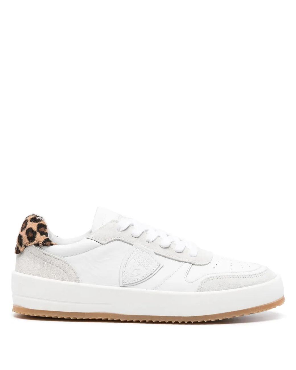 Philippe Model White Nice Sneakers With Leopard Print Heel