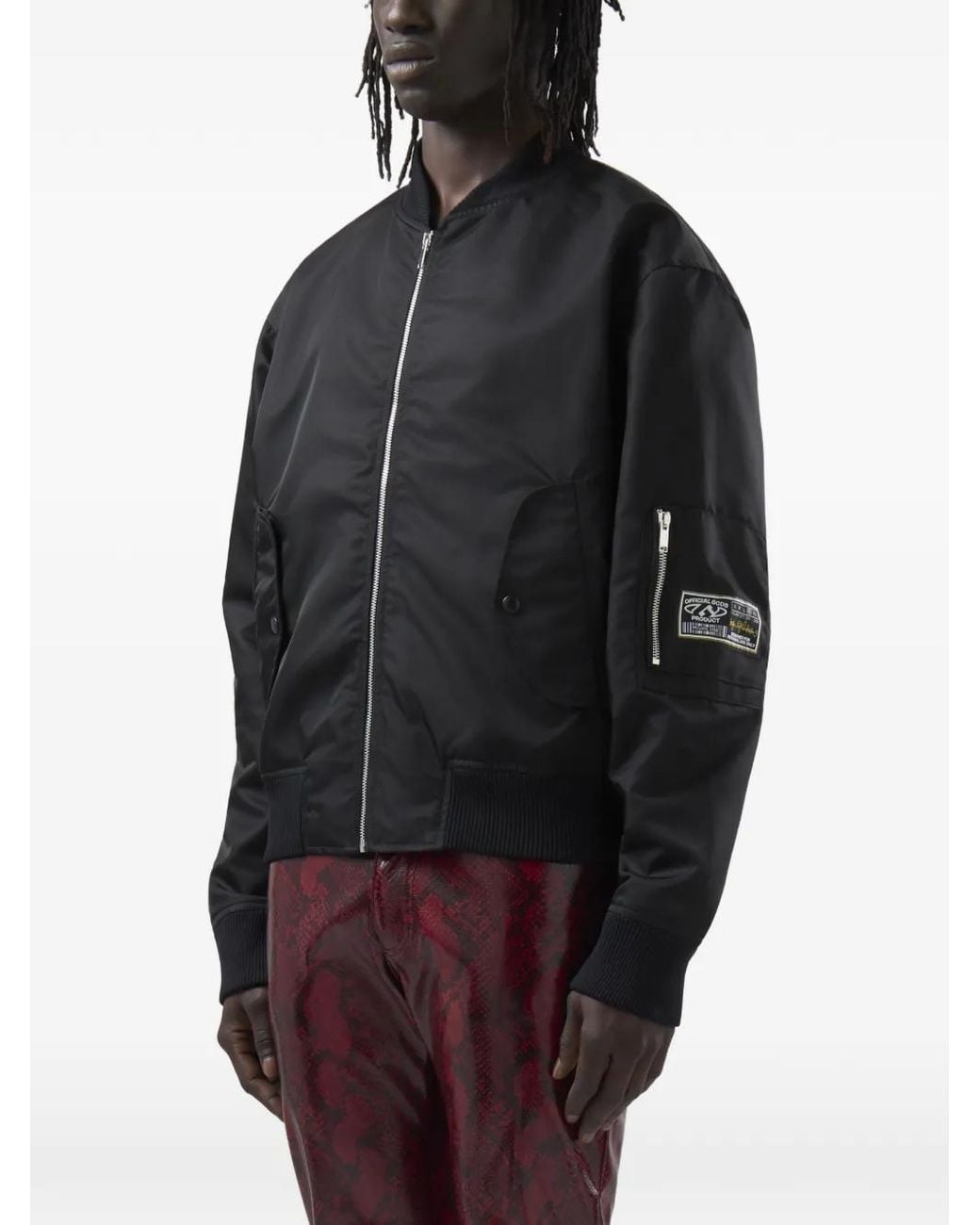 Gcds Black Logo-Patch Bomber Jacket for men