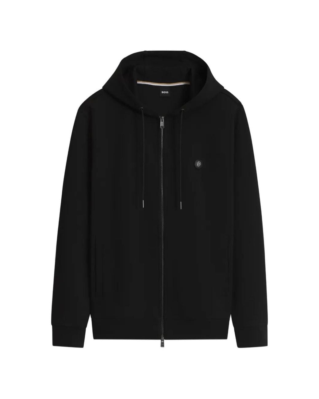 Boss Black Cotton-Blend Zip-Up Hoodie With Double B Monogram for men