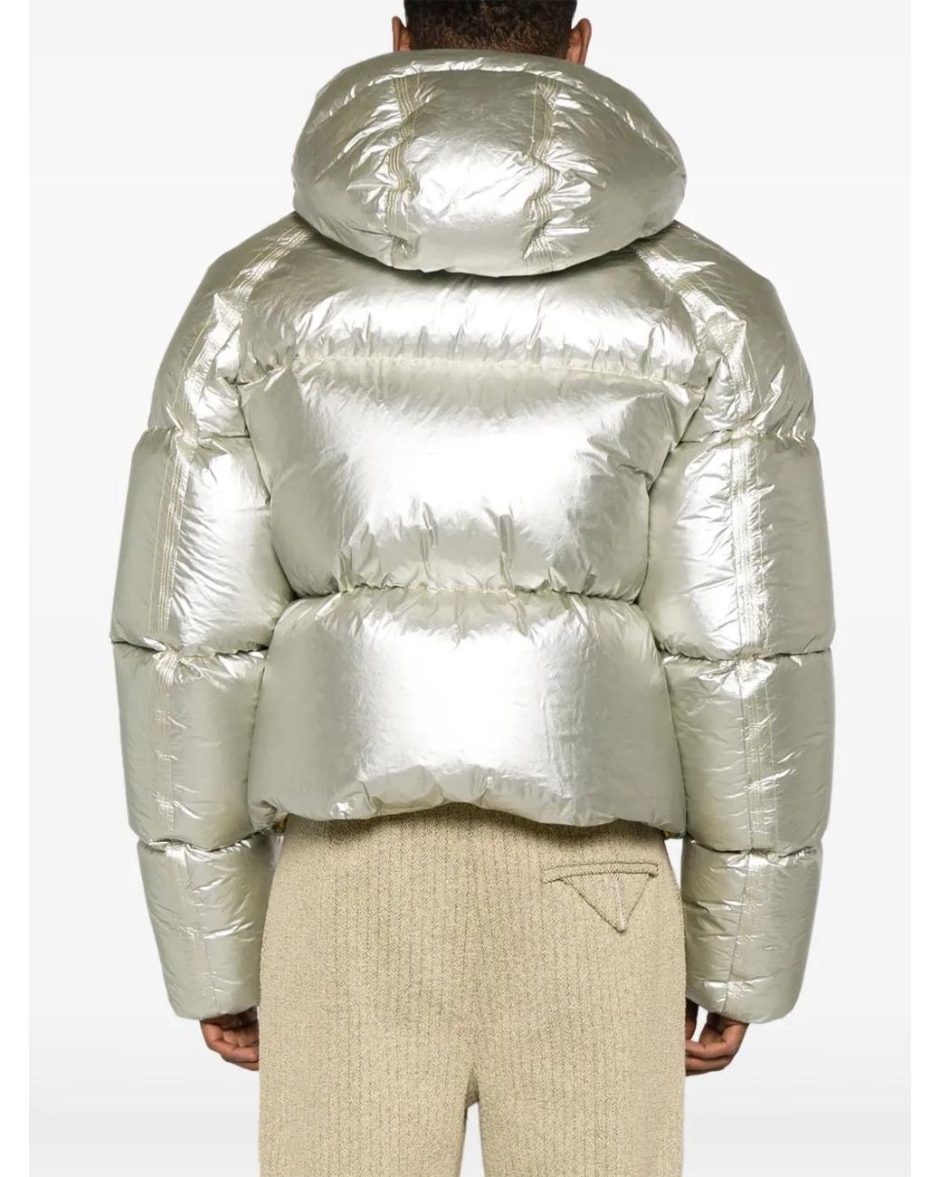 Givenchy Gray Laminated Hooded Puffer Jacket for men