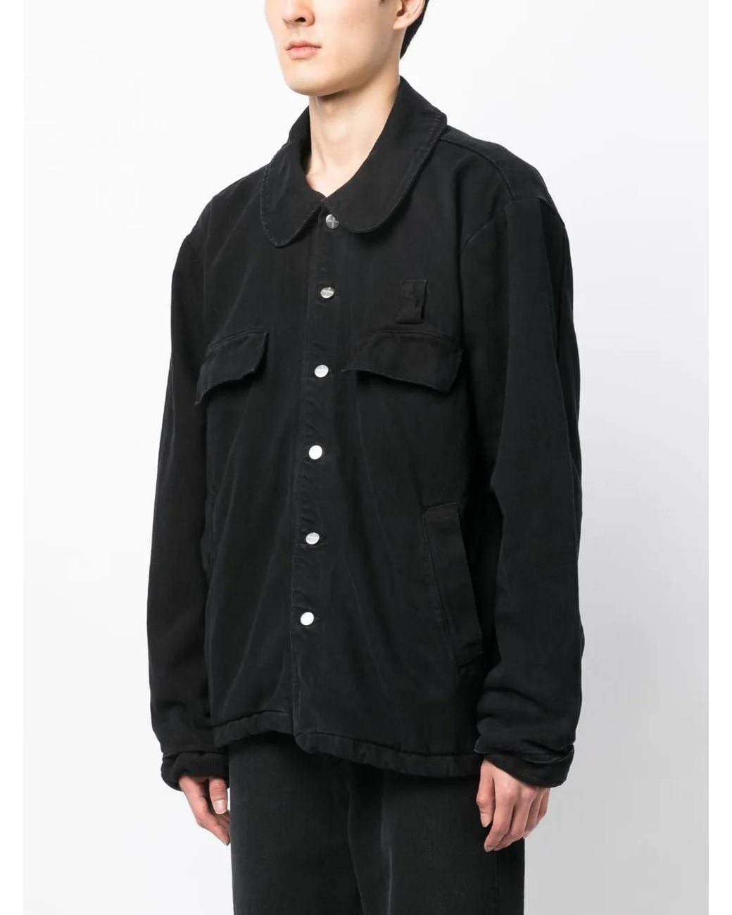 FOO AND FOO Black Buttoned Dyed Denim Jacket for men