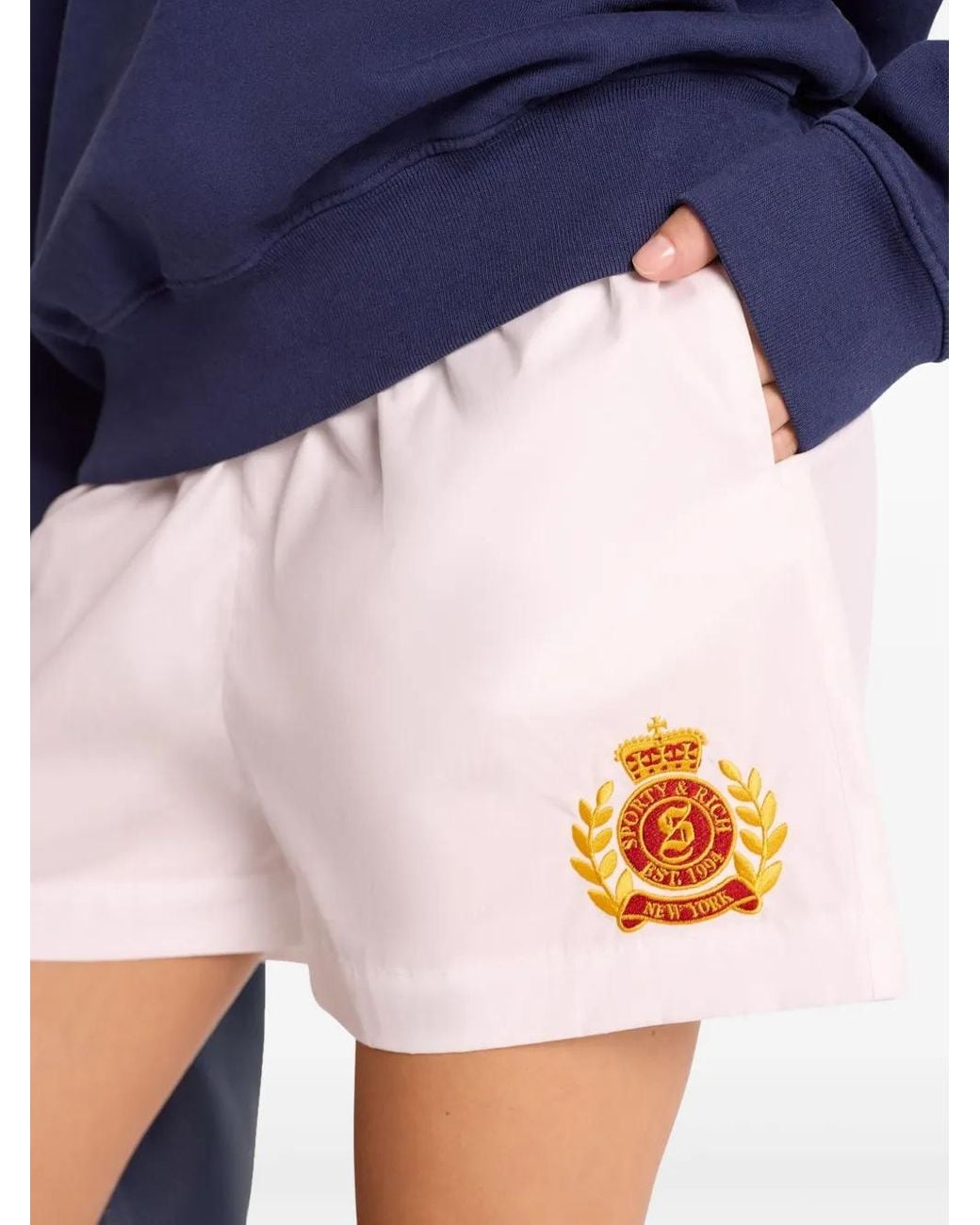 Sporty & Rich White Logo-Embroidered Shorts