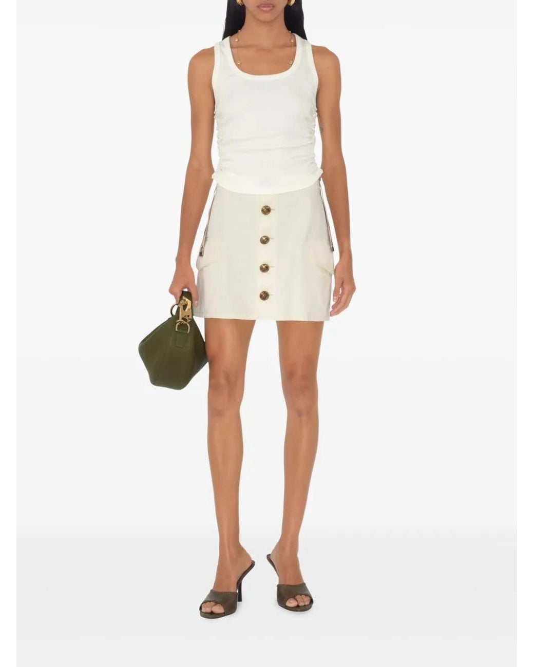 Burberry White Ruched Top
