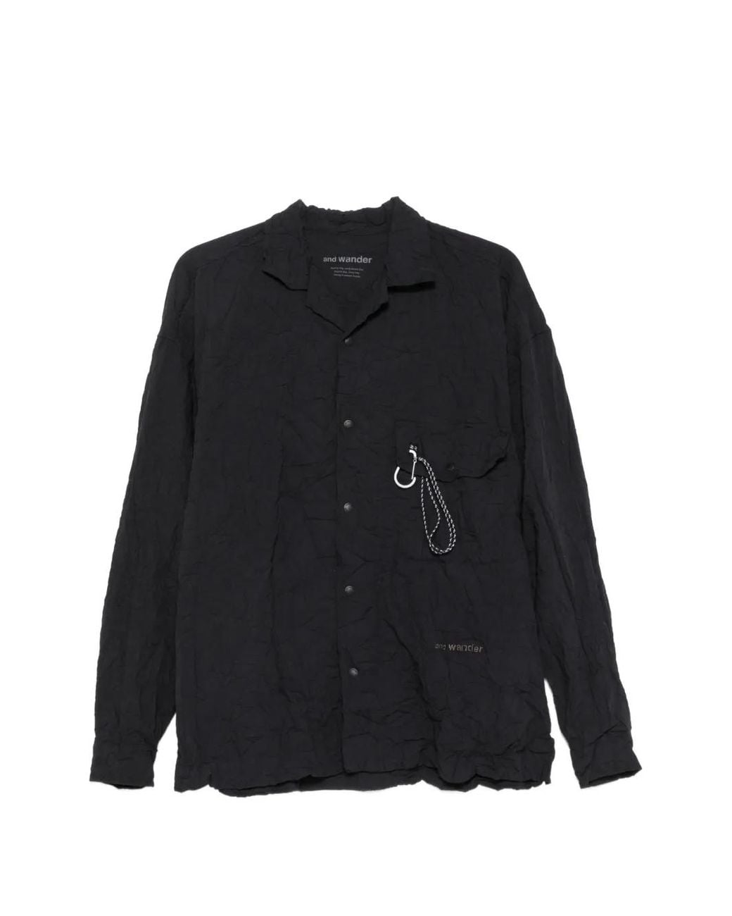 And Wander Black Crinkled-Effect Shirt for men