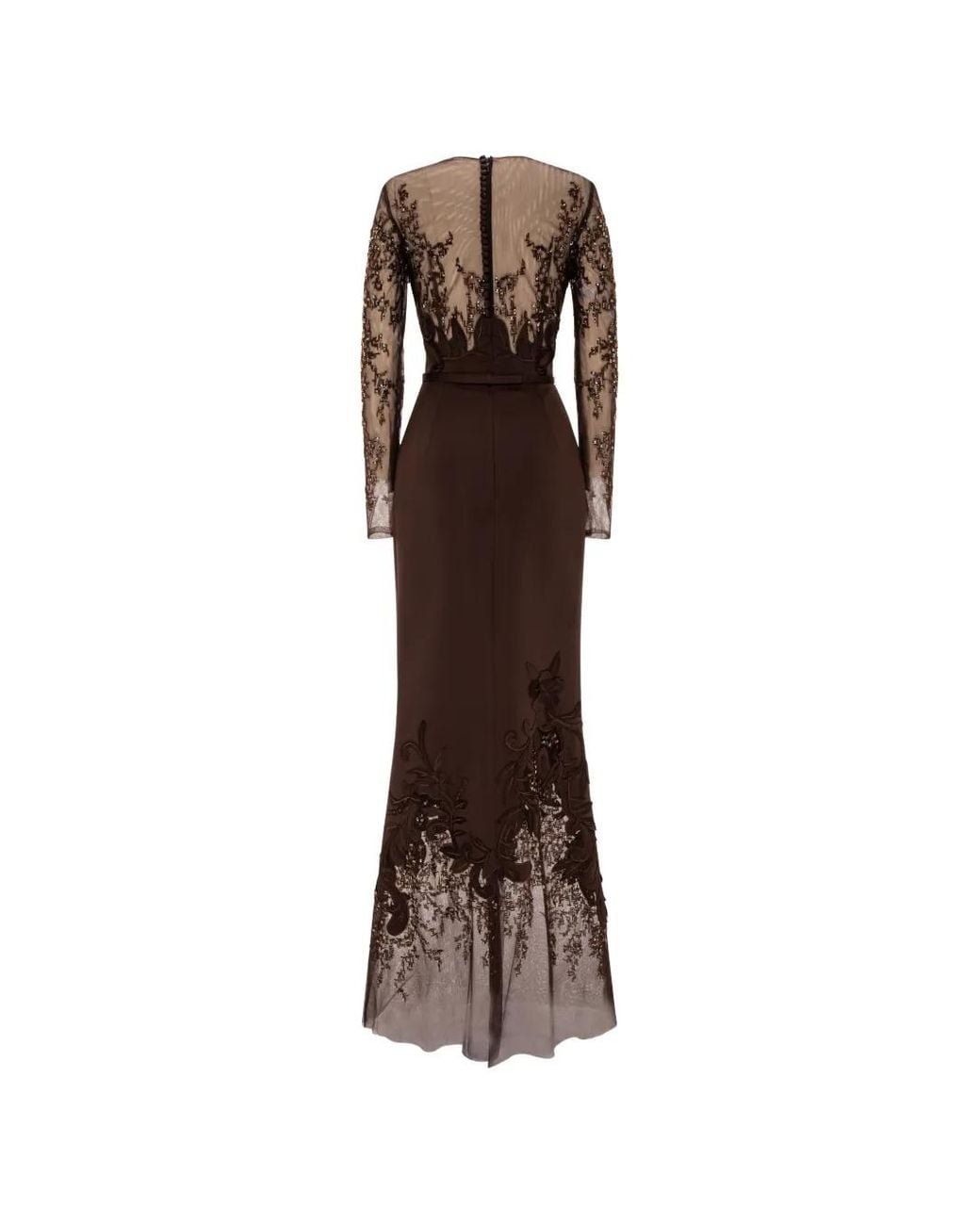 Rami Al Ali Brown Floral-Appliqué Maxi Dress