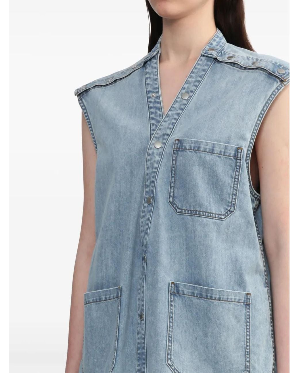 Y. Project Blue Patch Pocket Detailing Denim Vest