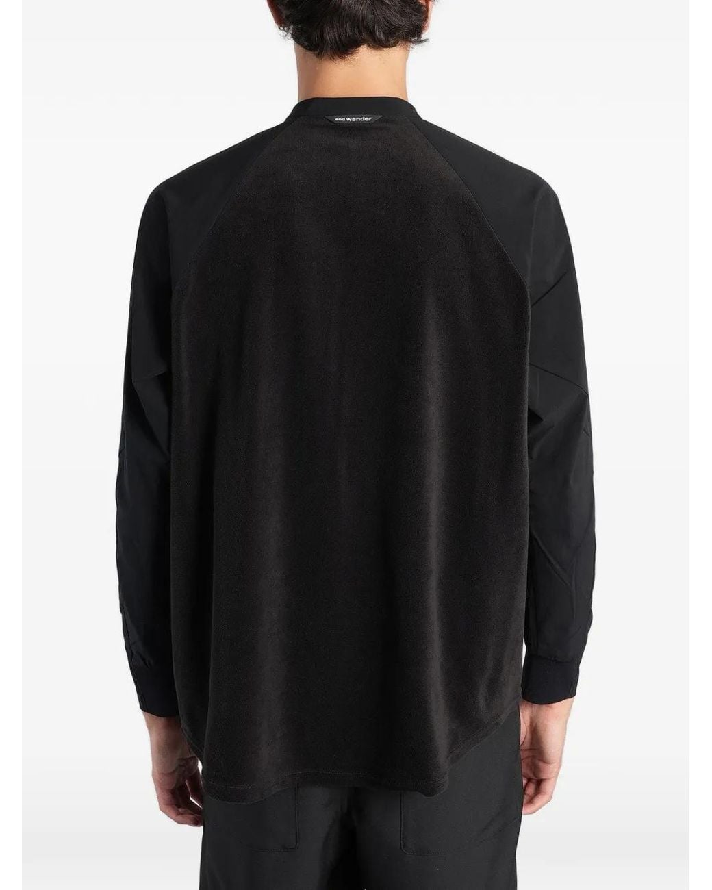 And Wander Black Fleece-Back Raglan-Sleeve Shirt for men