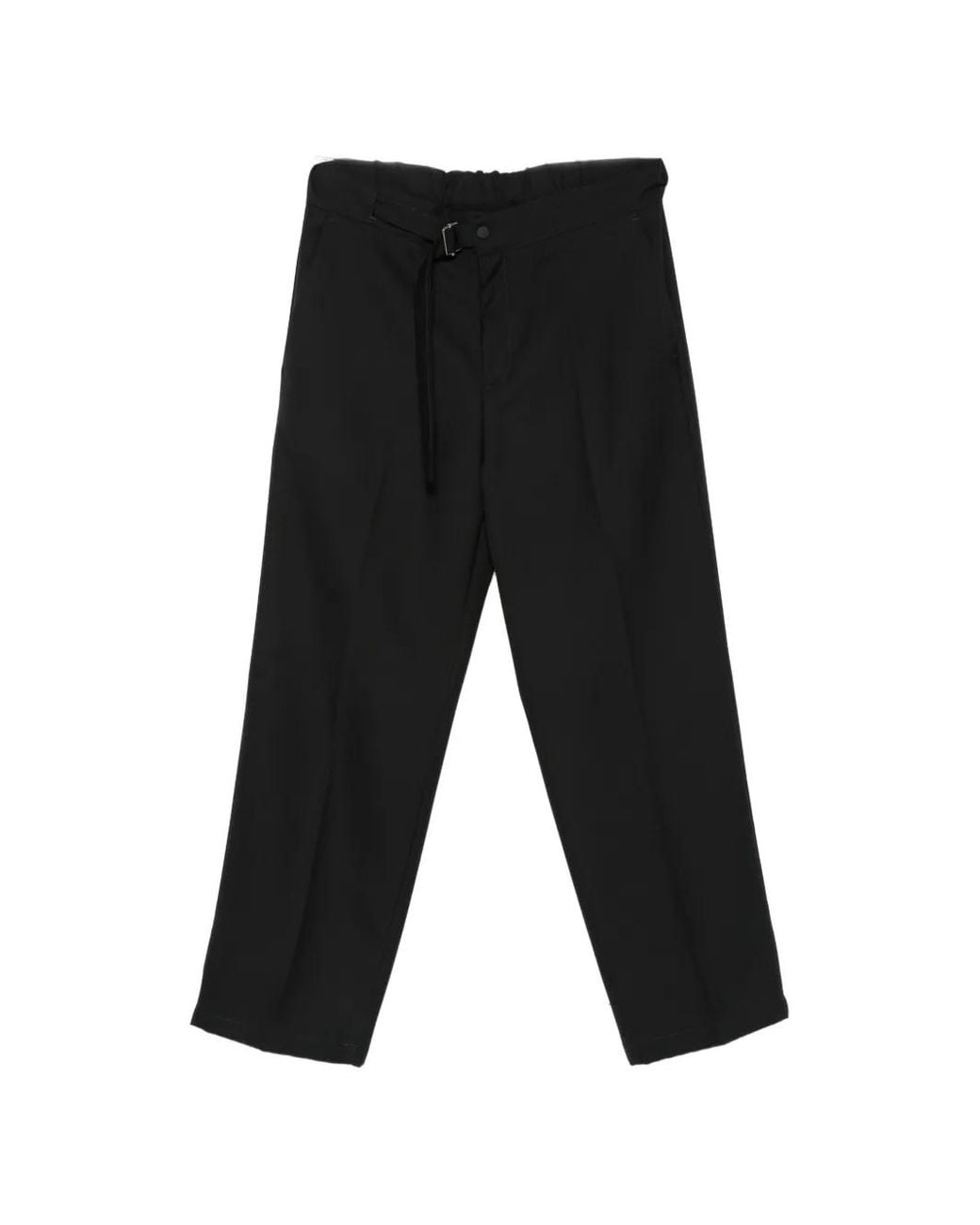 Costumein Black John Belted Straight-Leg Trousers for men