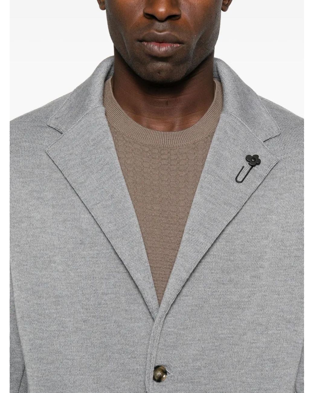 Lardini Gray Buttoned Patch-Pockets Blazer for men