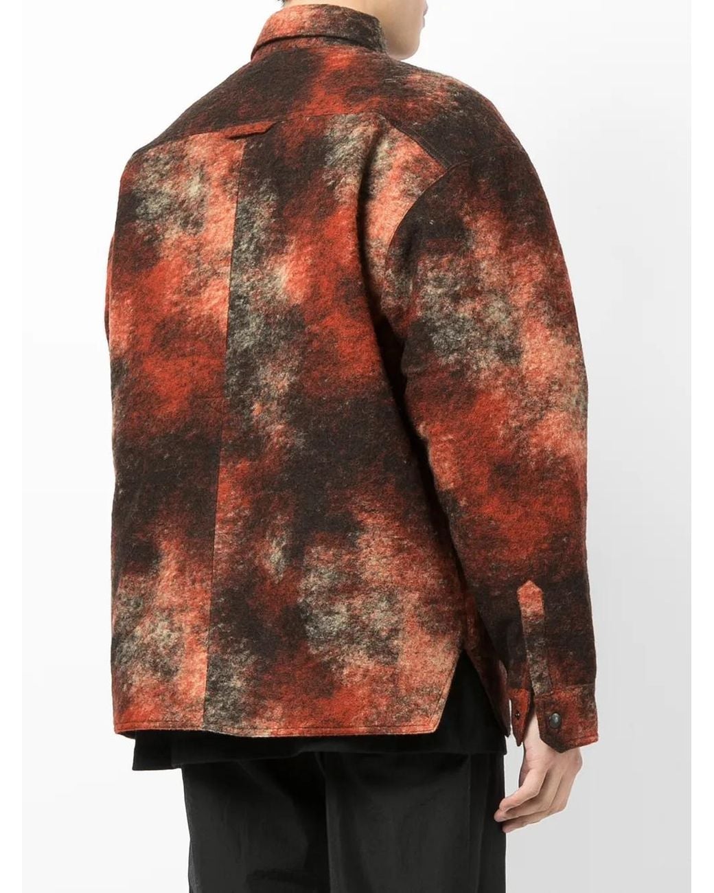 M I S B H V Brown Patterned Logo-Patch Shirt for men