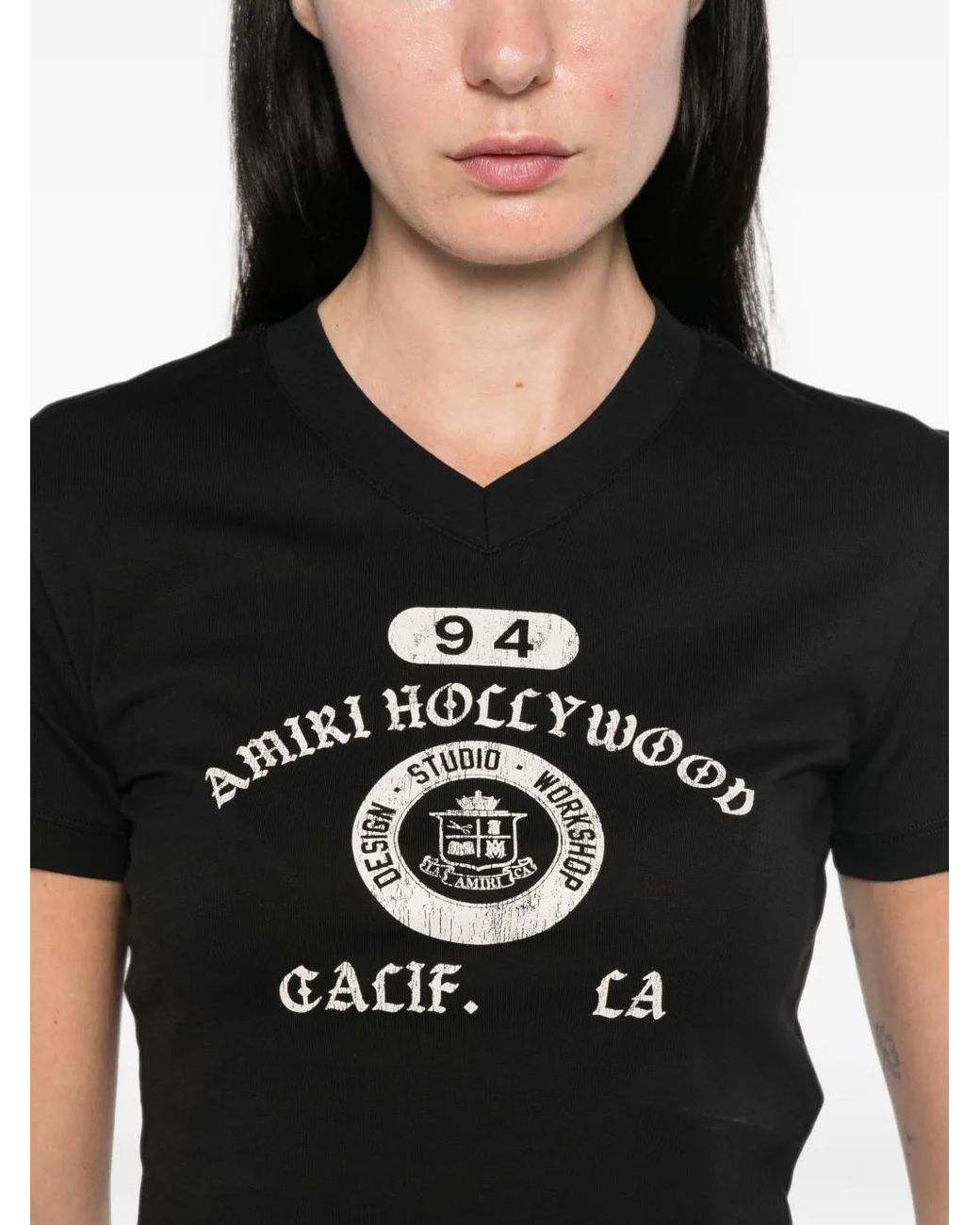 Amiri Black T-Shirt À Col V