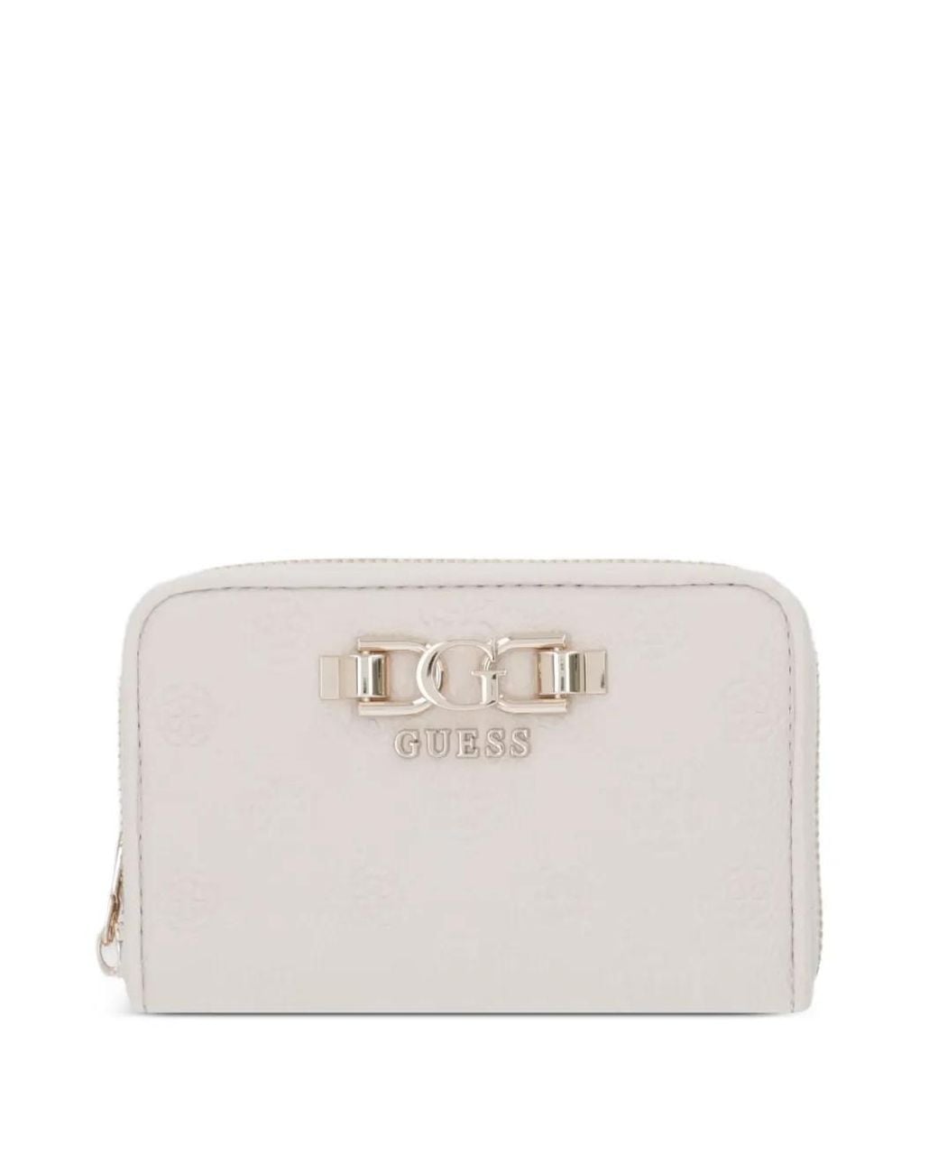 Guess Natural Anise Logo-Embossed Zip-Around Wallet