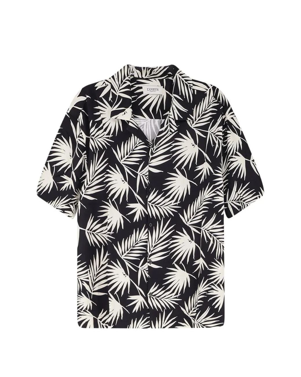 Laneus Black Bowling Collar Printed Shirt for men