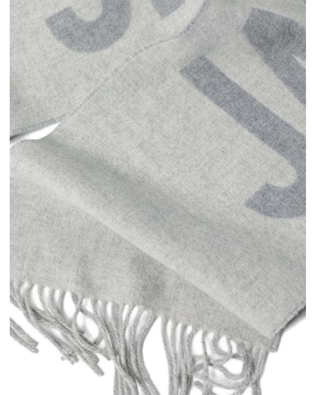 Jacquemus Gray Fringe Logo Scarf