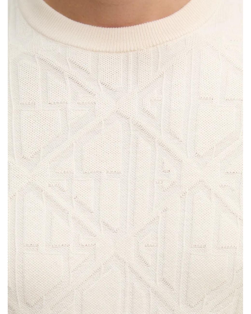 Guess White Geometric-Knit Sweater for men