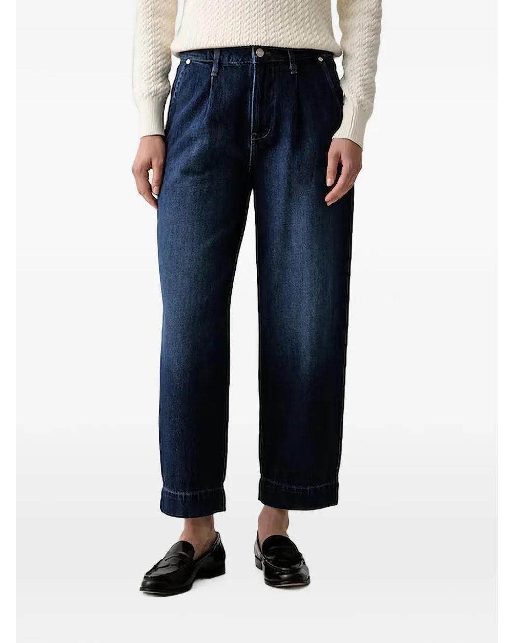 Joop! Blue Logo-Embossed Barrel Jeans