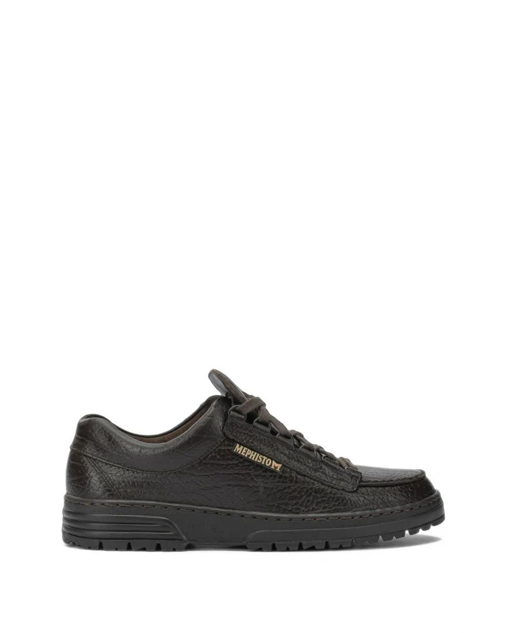 Mephisto Black Cruiser Pebbled Leather Sneakers for men