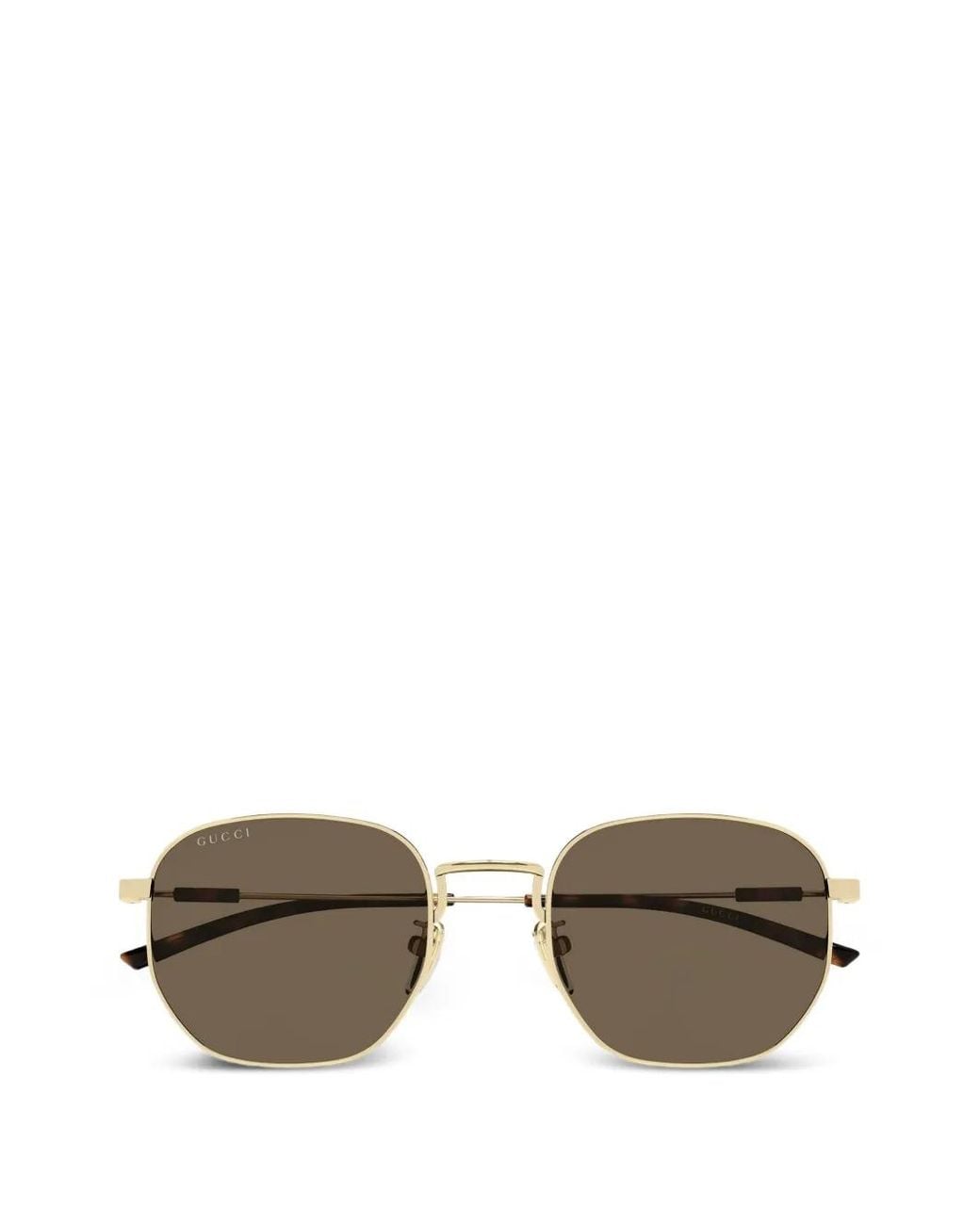 Gucci Metallic Web-Stripe Geometric-Frame Sunglasses for men