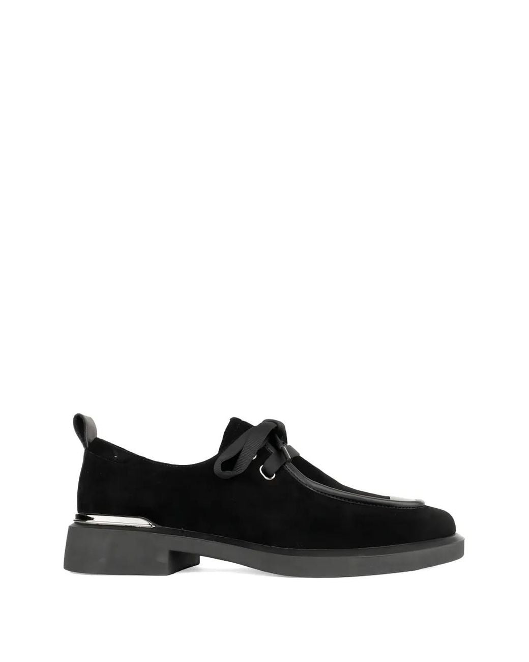 Linda Baumann Black Lace-Up Loafers