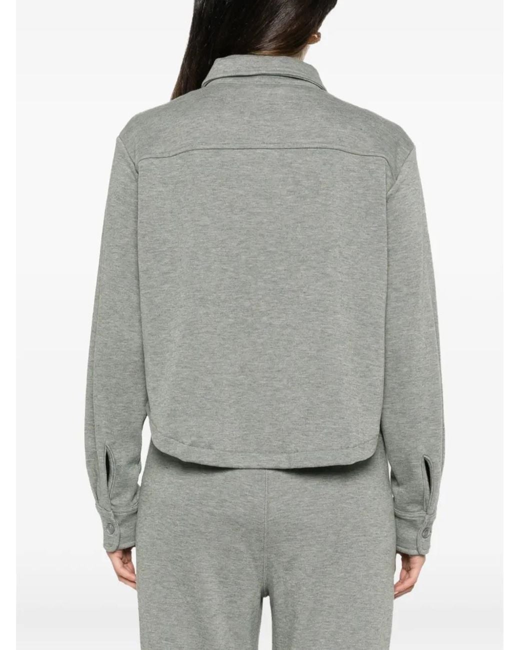Bobi Gray Cropped Long-Sleeve Shirt
