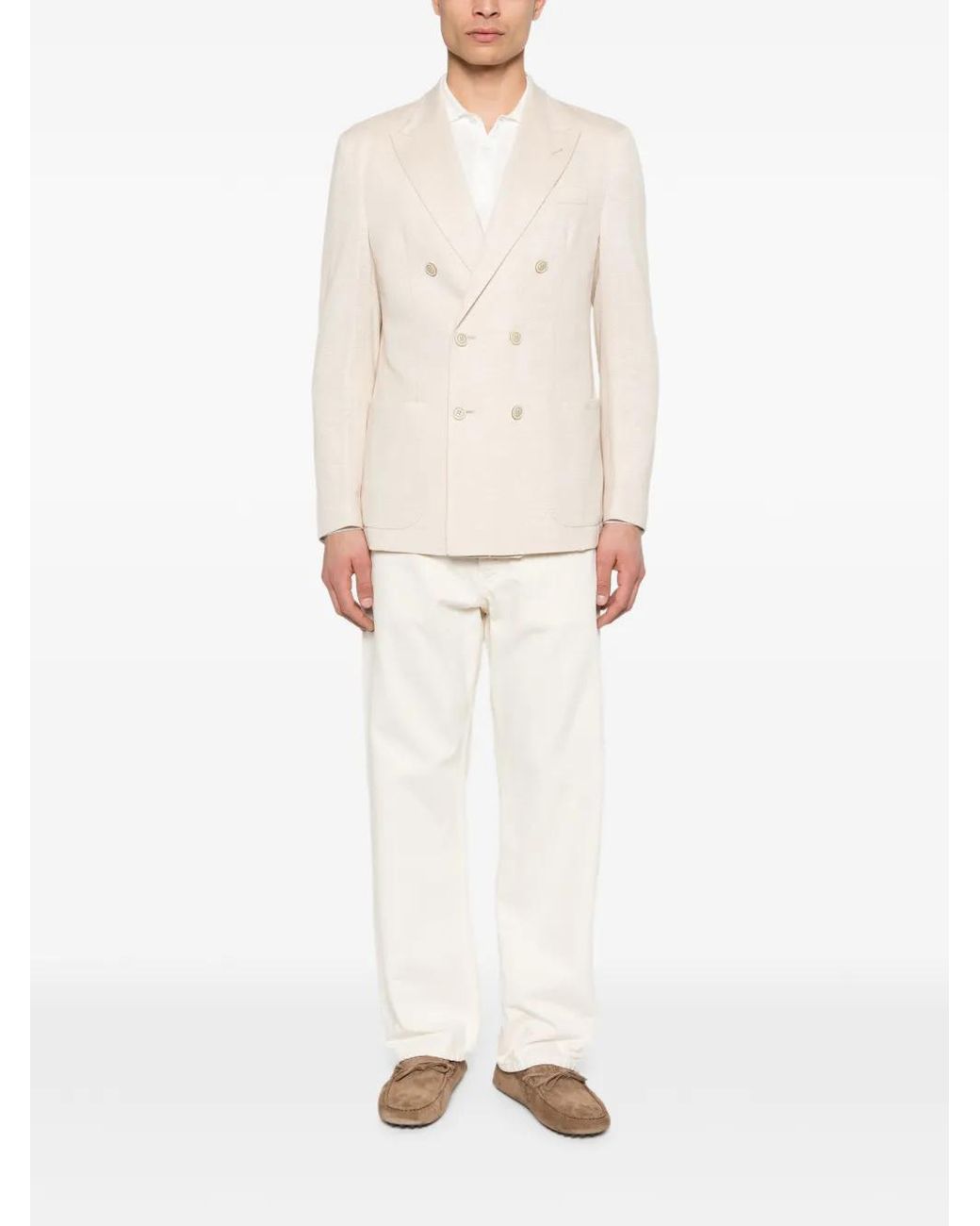 Eleventy White Double-Breasted Blazer for men