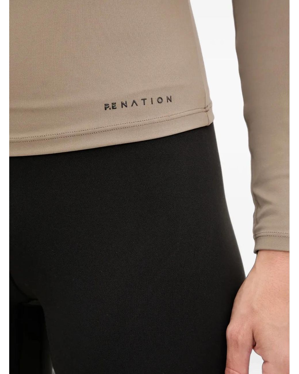 P.E Nation Natural Routine Half-Zip Mock-Neck T-Shirt