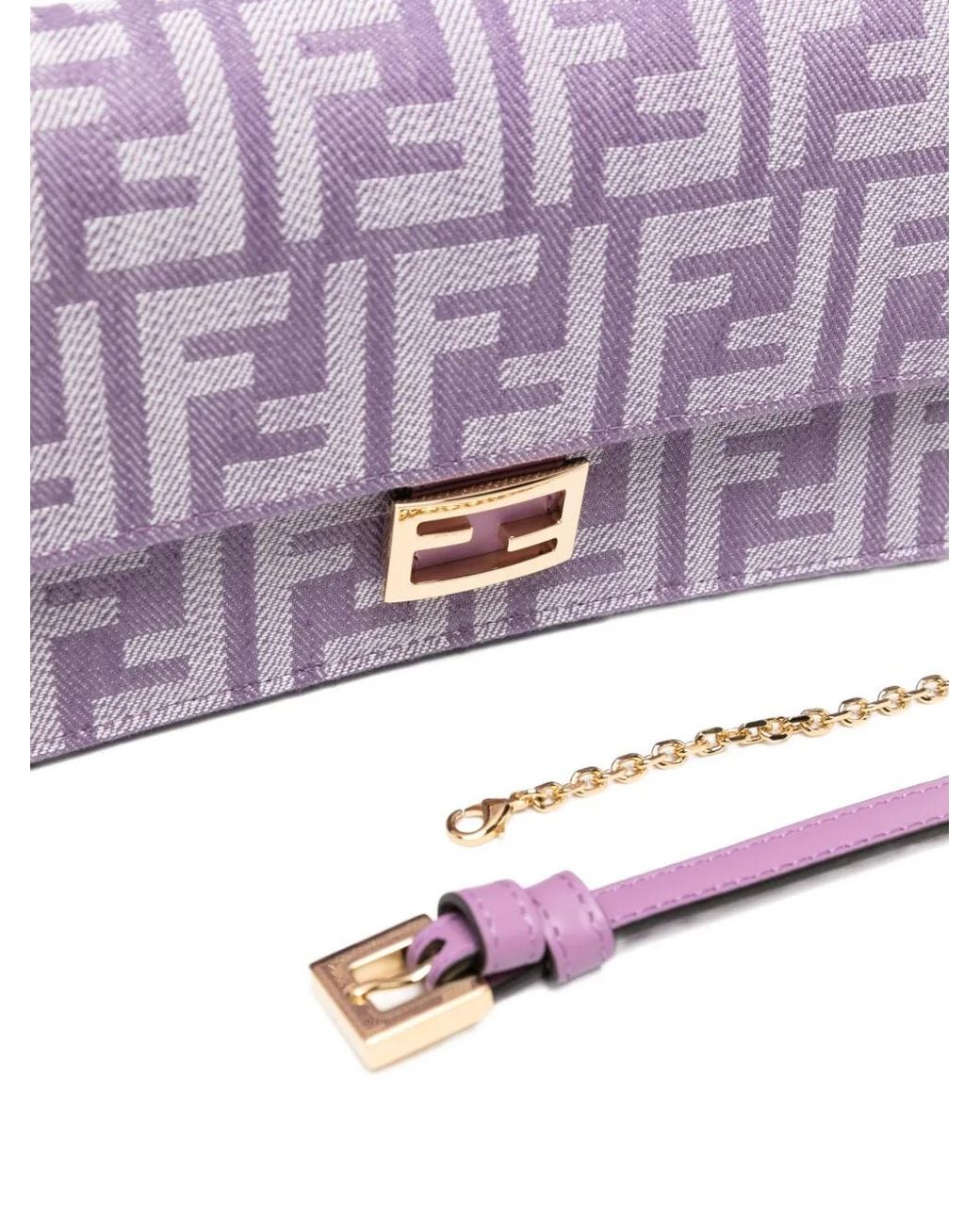 Fendi Purple Sac Wallet On Chain Baguette