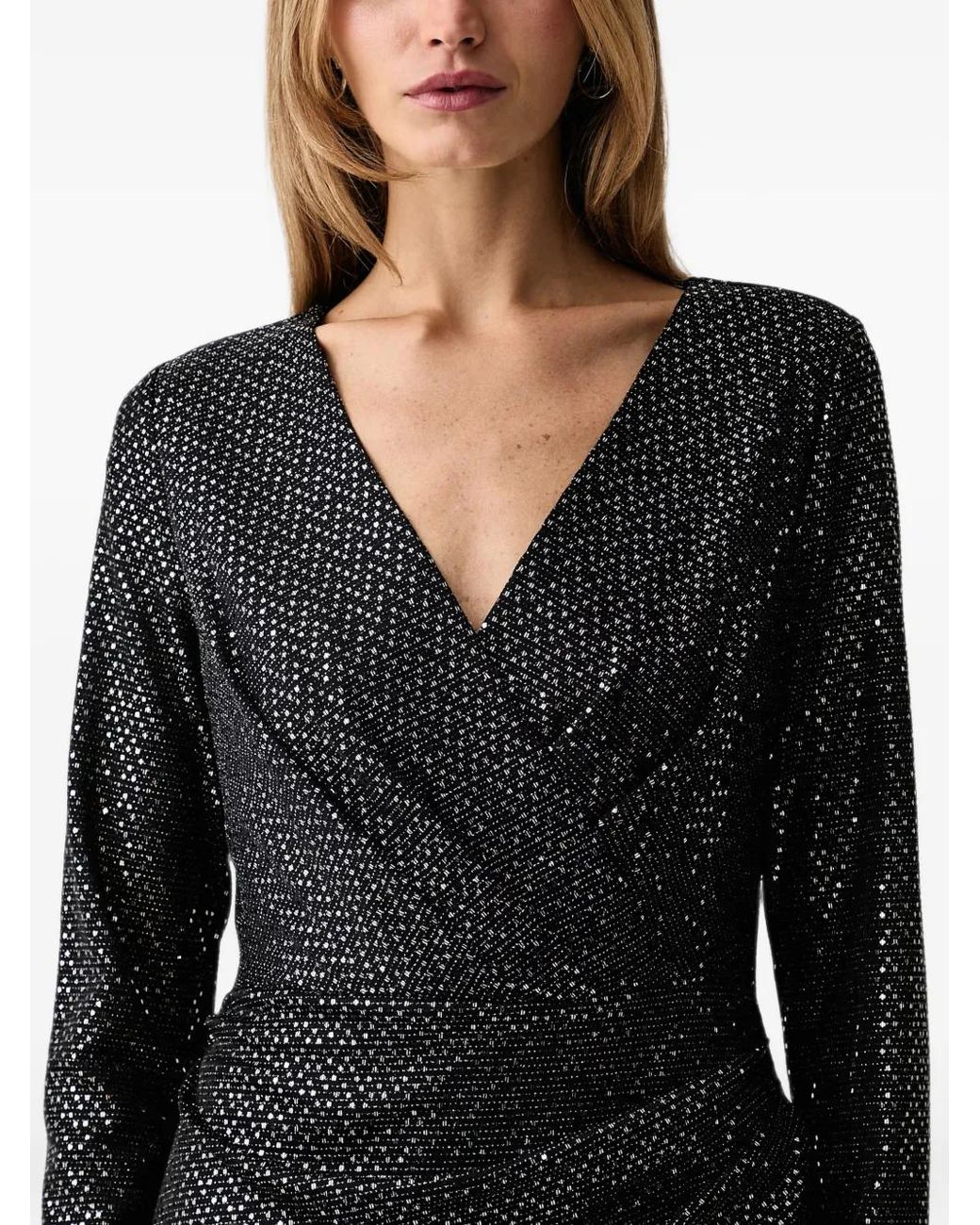 DKNY Black Sequin-Embellished Ruched Mini Dress