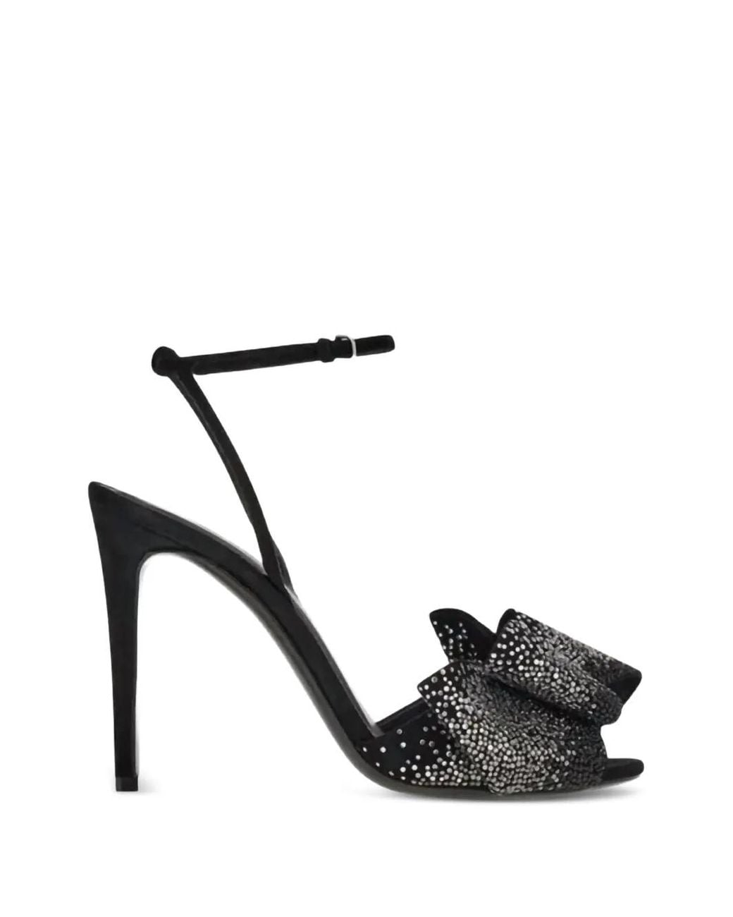 Ferragamo Black Crystal-Embellished Double-Bow Sandals