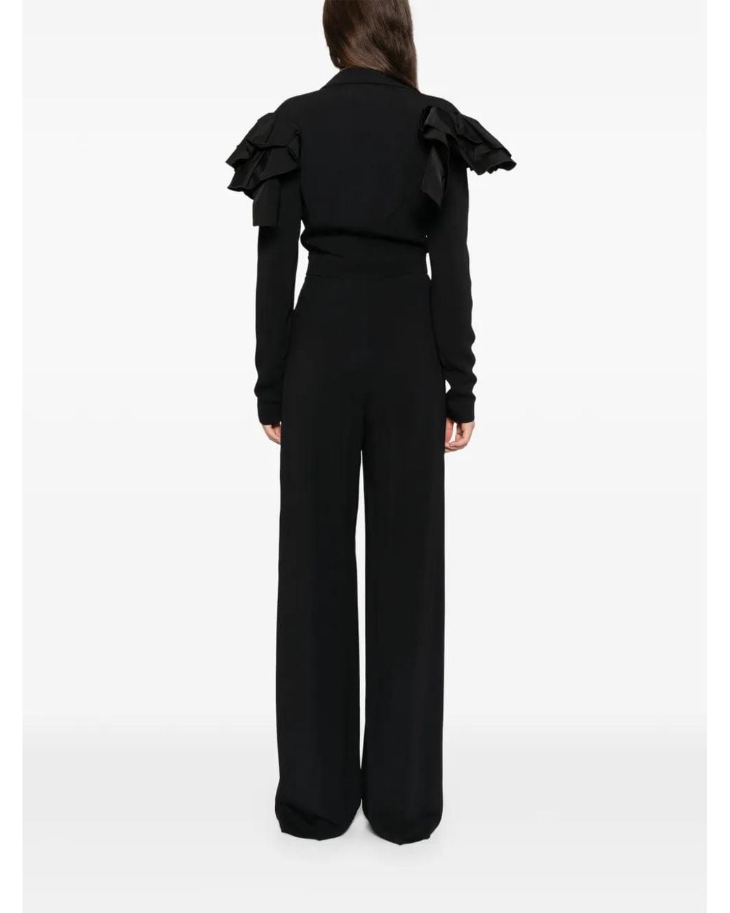 Saiid Kobeisy Black Ruffled Wrap Jumpsuit