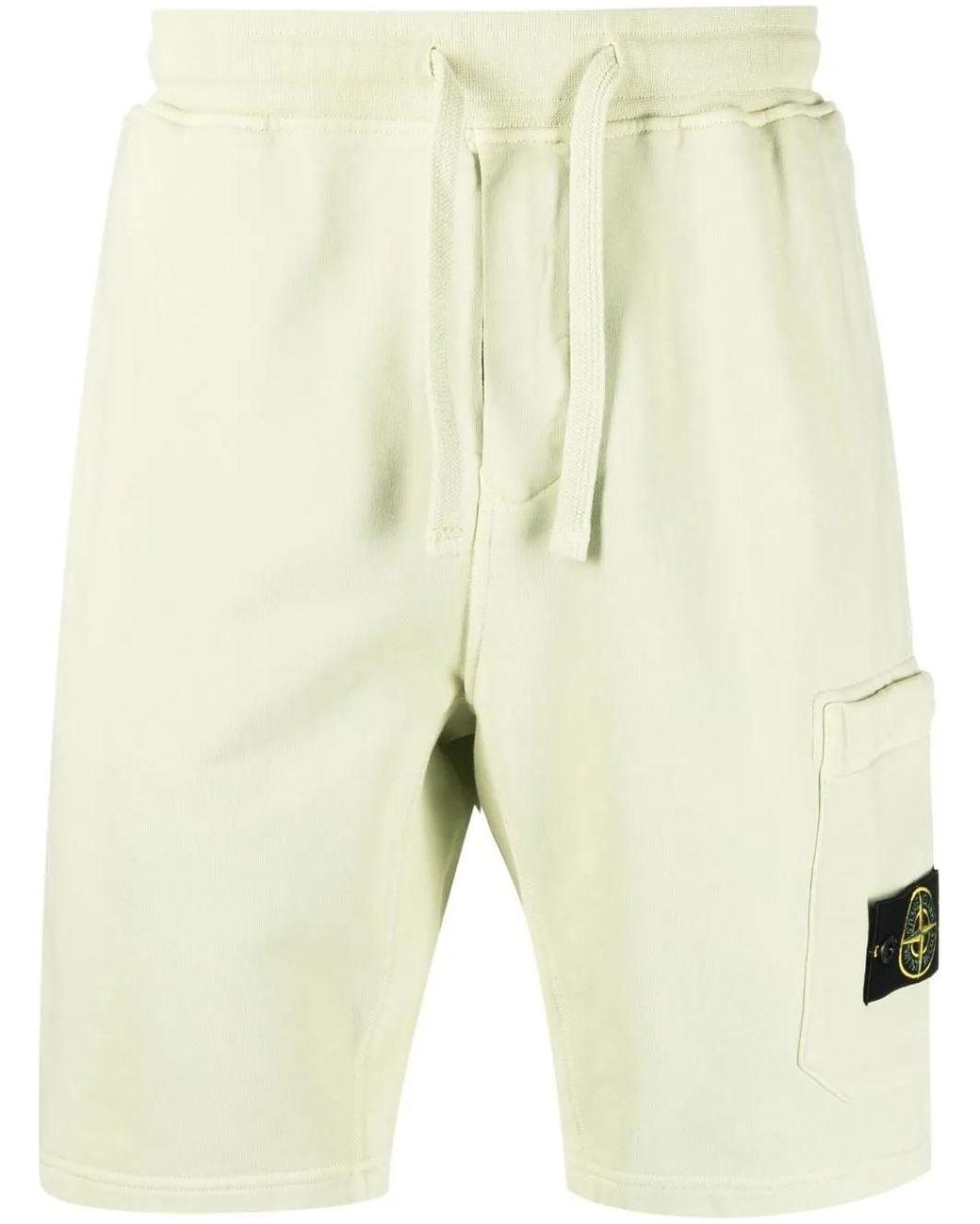 Stone Island Natural Compass-patch Track Shorts In Lime Green for men