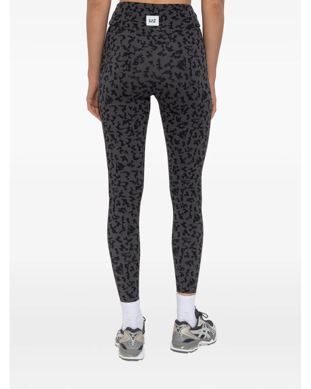 EA7 Black Train Sporty Camouflage-Pattern Leggings