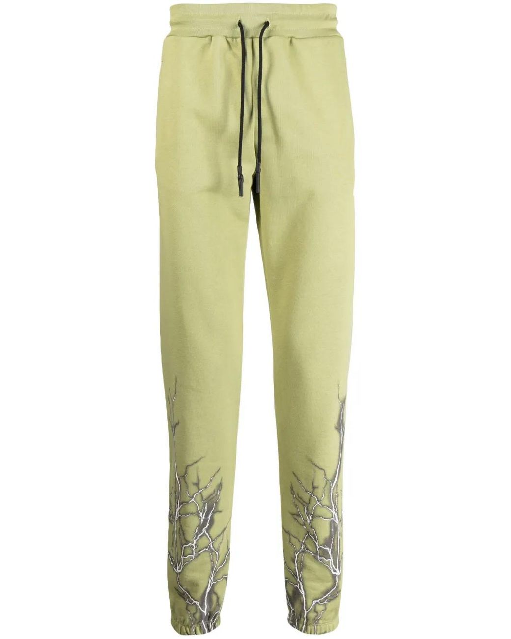 Phobia Green Lightning-Print Cotton Track Trousers for men