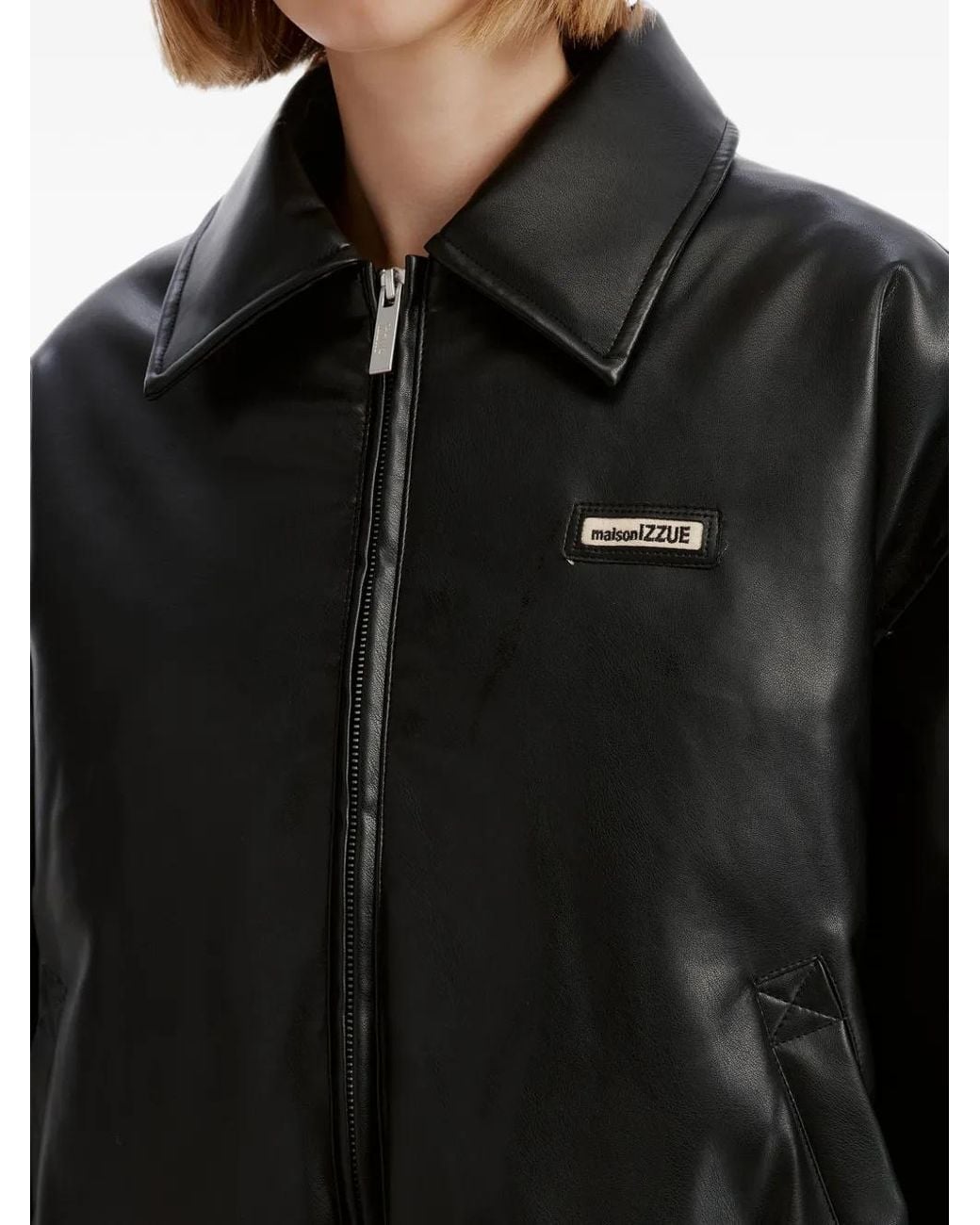 Izzue Black Logo-Patch Zip-Up Jacket