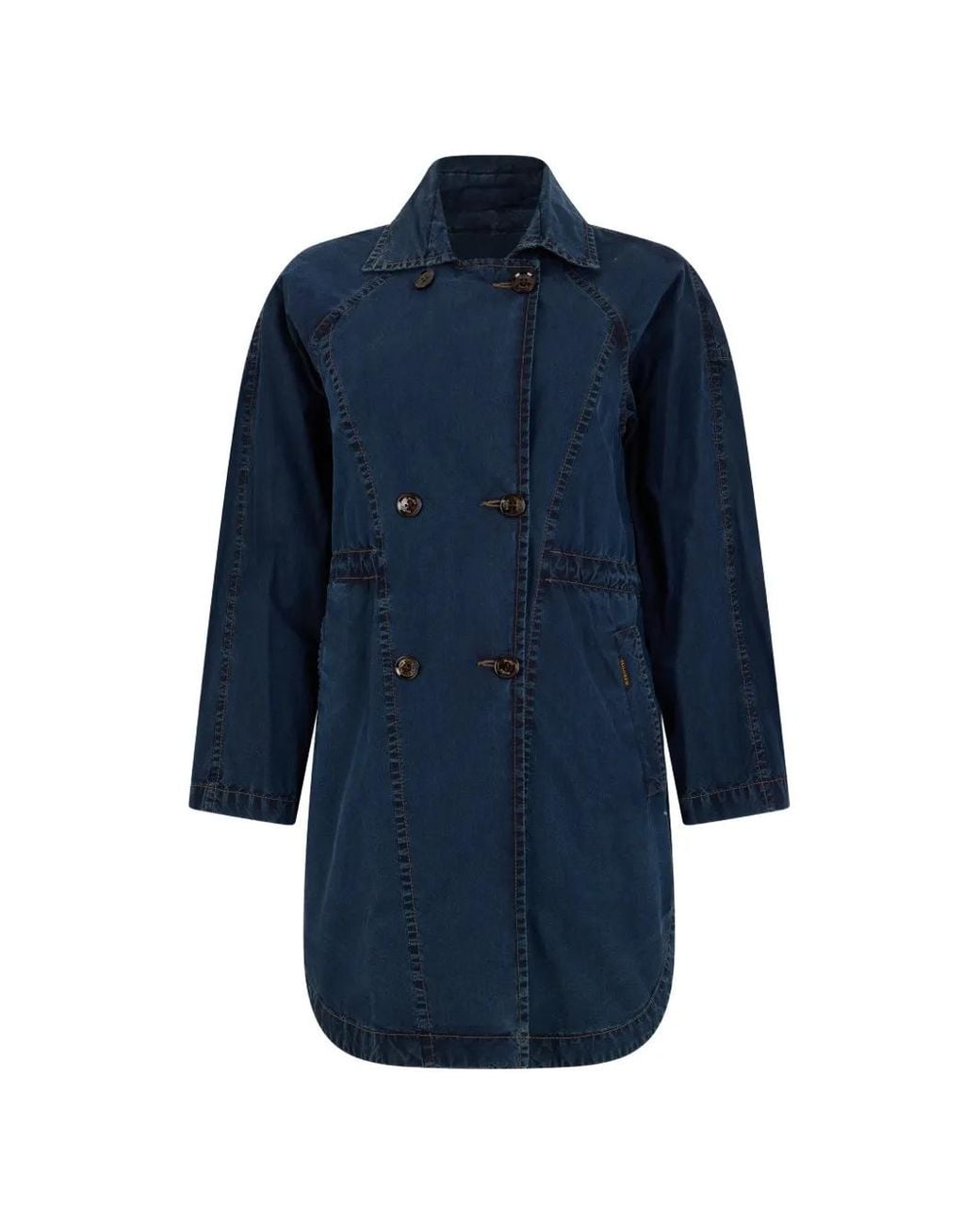 Moorer Blue Aura-P Double-Breasted Elasticated-Waist Coat