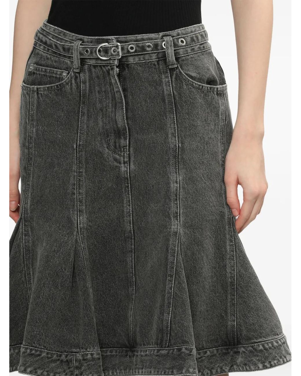 3.1 Phillip Lim Gray Belted Denim Skirt