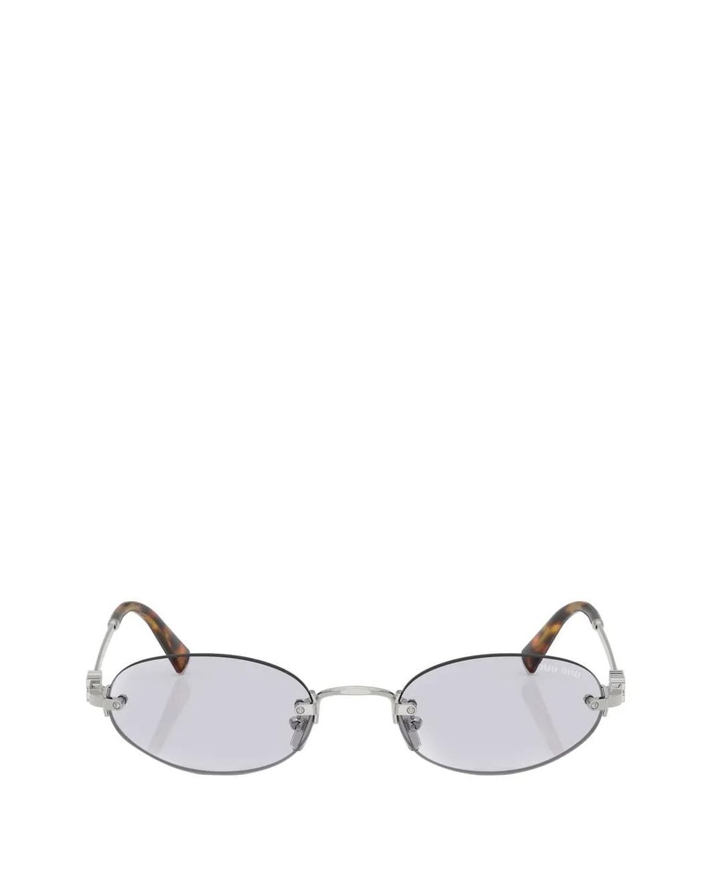 Miu Miu White Rimless Oval-Frame Sunglasses
