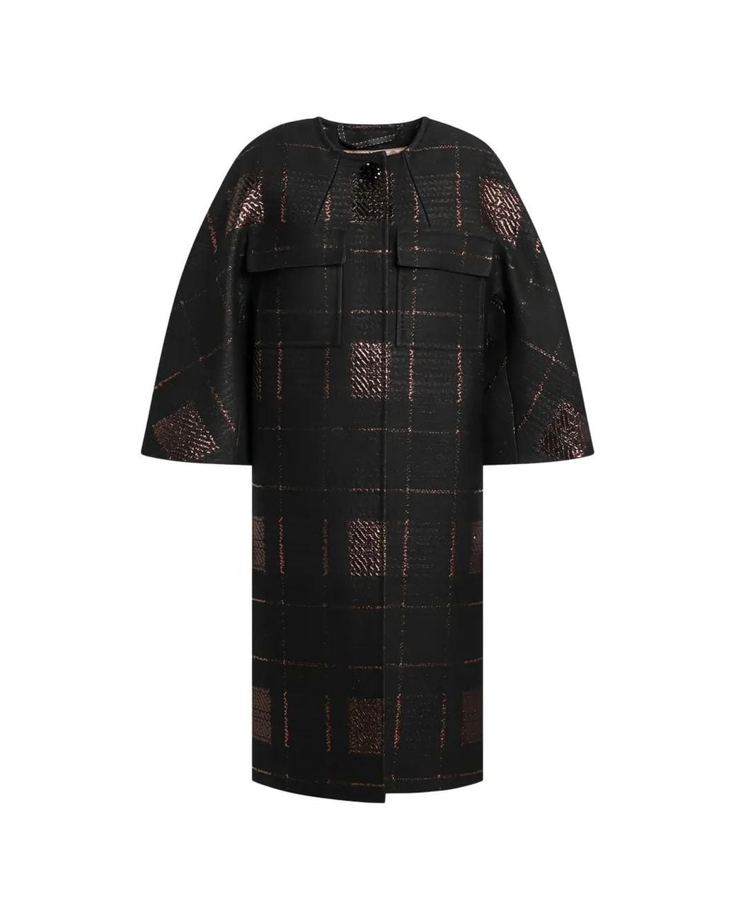 Max Mara Black Checked Single-Breasted Coat