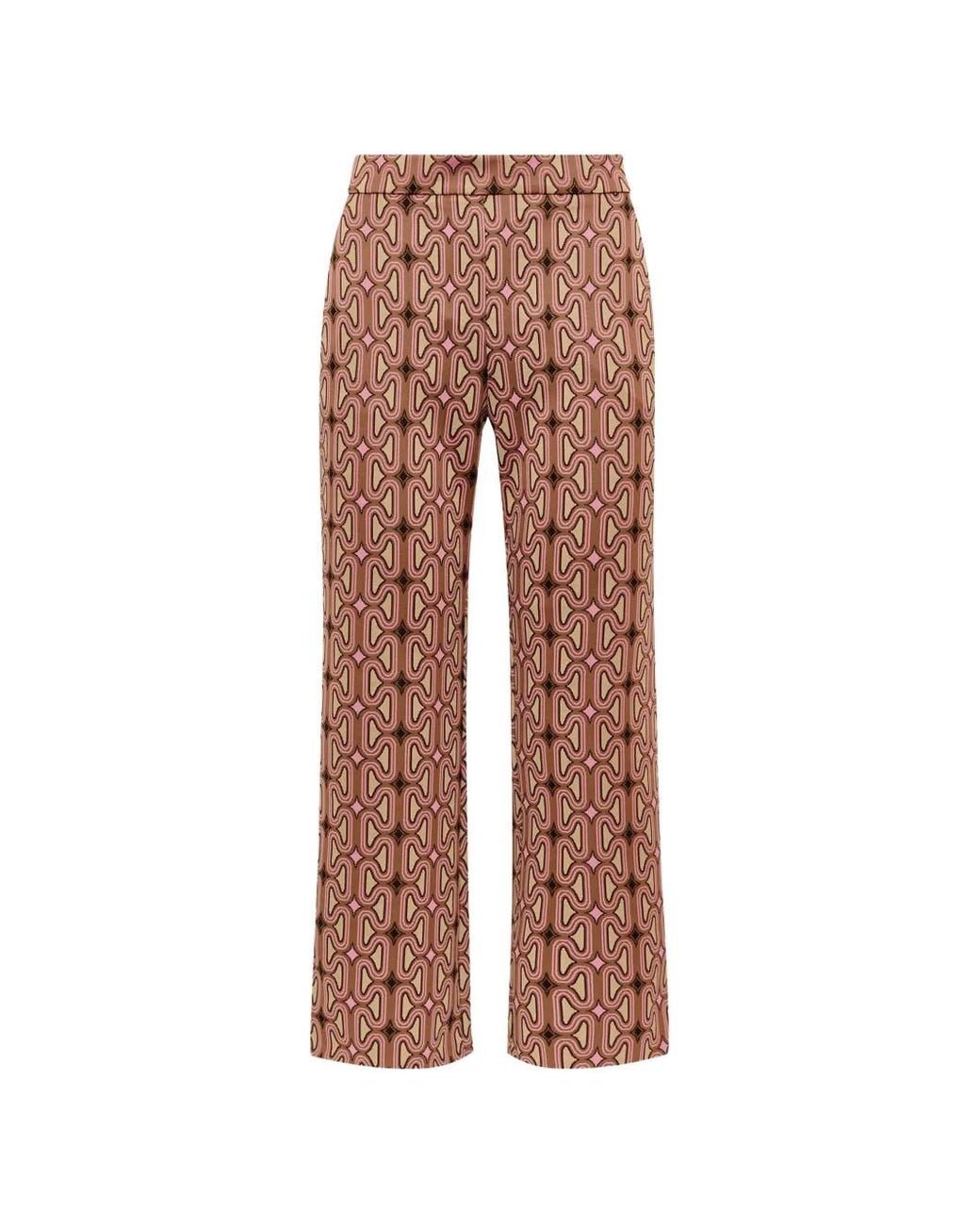 Maliparmi Brown Chain-Motif Flared Trousers