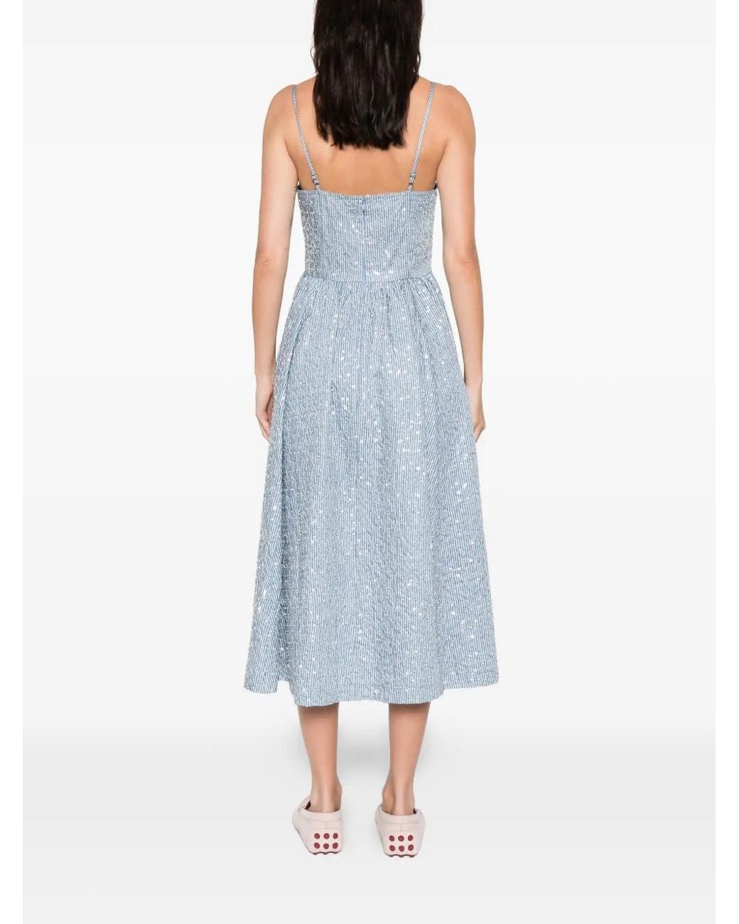 Sandro Blue Sequined Midi Dress