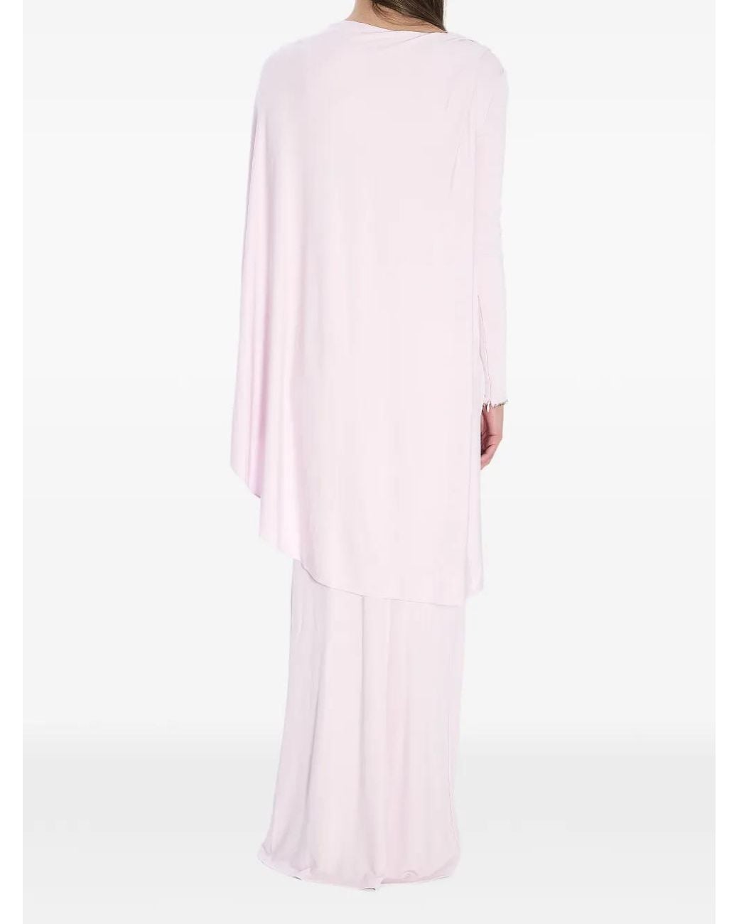 Self-Portrait Pink Long Draped Jersey Dress