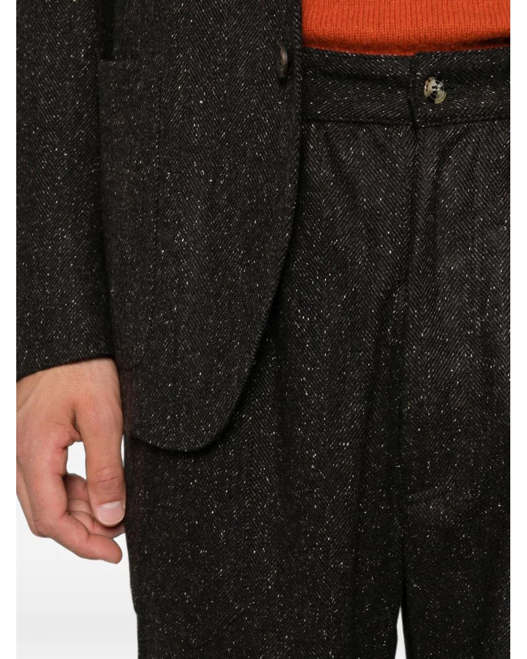 Eleventy Black Flecked Trousers for men