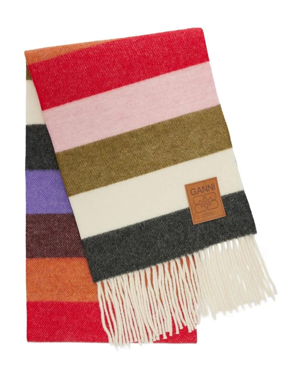 Ganni Red Wool Knit Scarf