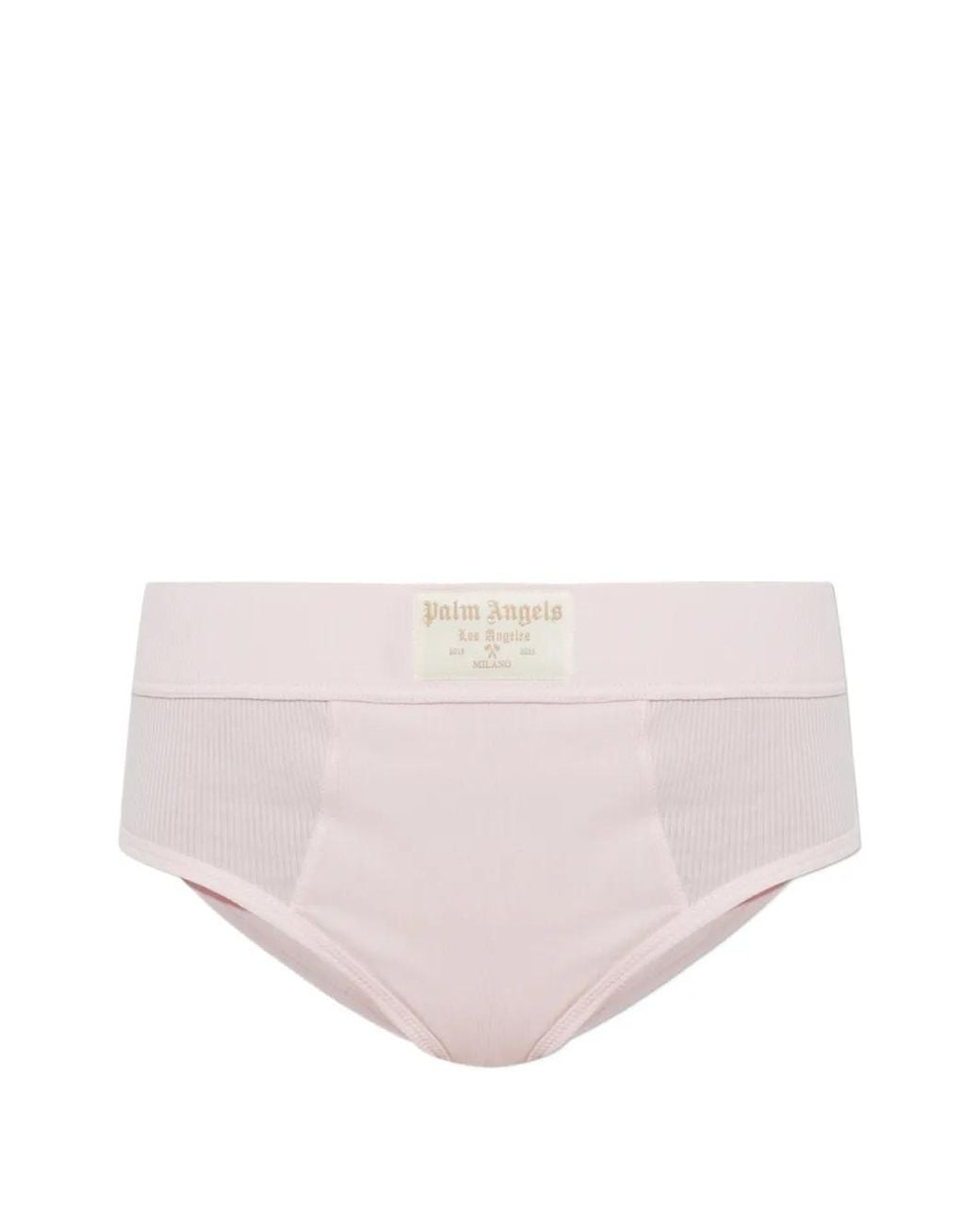 Palm Angels Pink Logo-Patch Ribbed-Knit Briefs